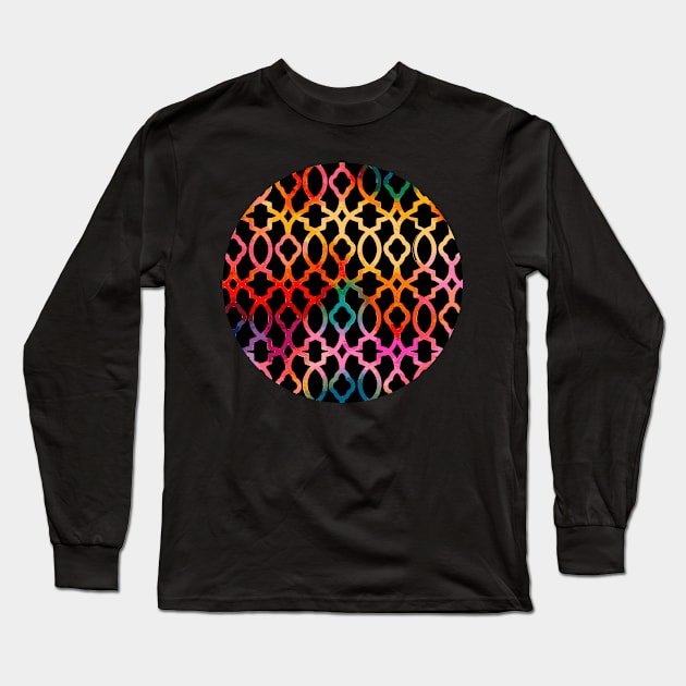 Modern abstract trellis stencil texture digital Long Sleeve T-Shirt by dvongart